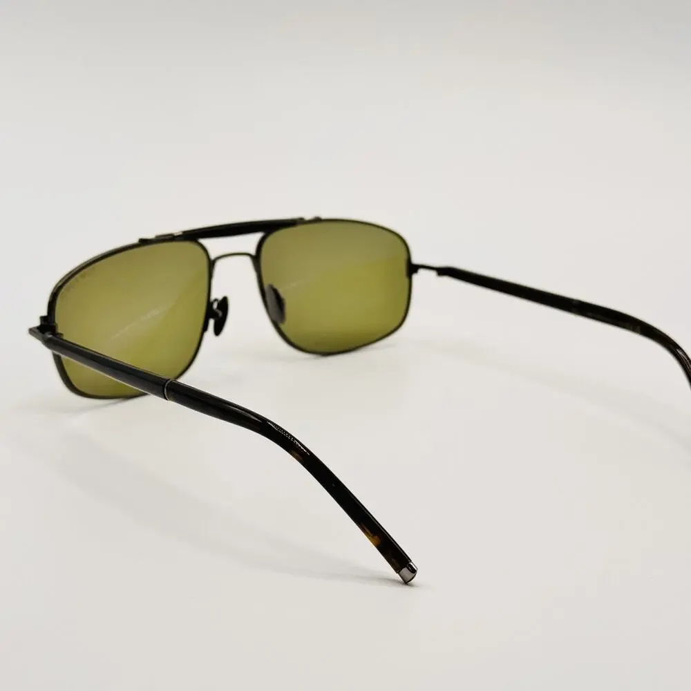 Tom Ford Sunglasses FT1127-P 08N Titanium and Horn Navigator Green Lens 57mm New